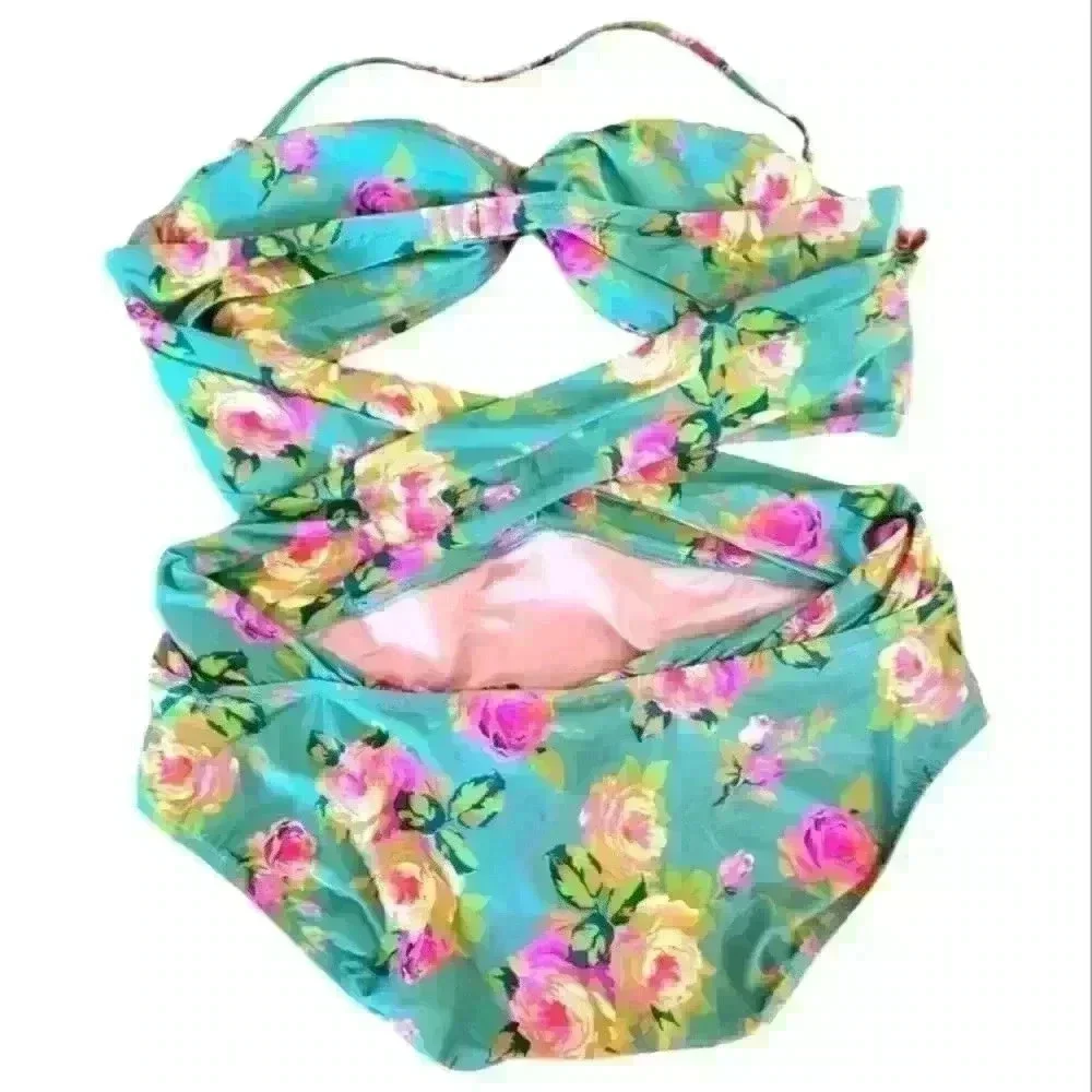 J.Crew Crisscross Cutout Bandeau‎ One-Piece In Rose Garden Plus Size 22 NWTS.